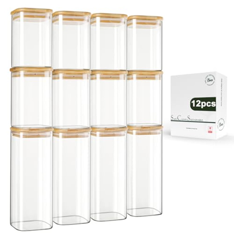 Food Storage Square Containers - Set di 12 Barattoli Quadrati in
